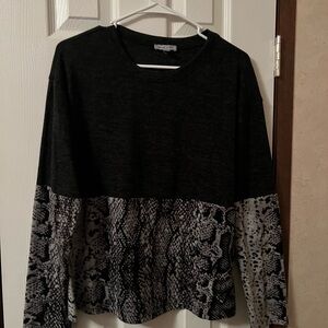 Black and Gray Snake Print Long Sleeve Top